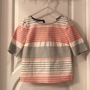 ELLA MOSS zip back embroidered shirt